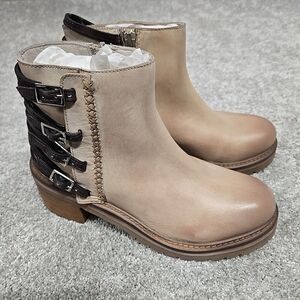 Vintage Foundry Co. PERRI‎ Leather Ankle Boots Beige Women’s Size 6